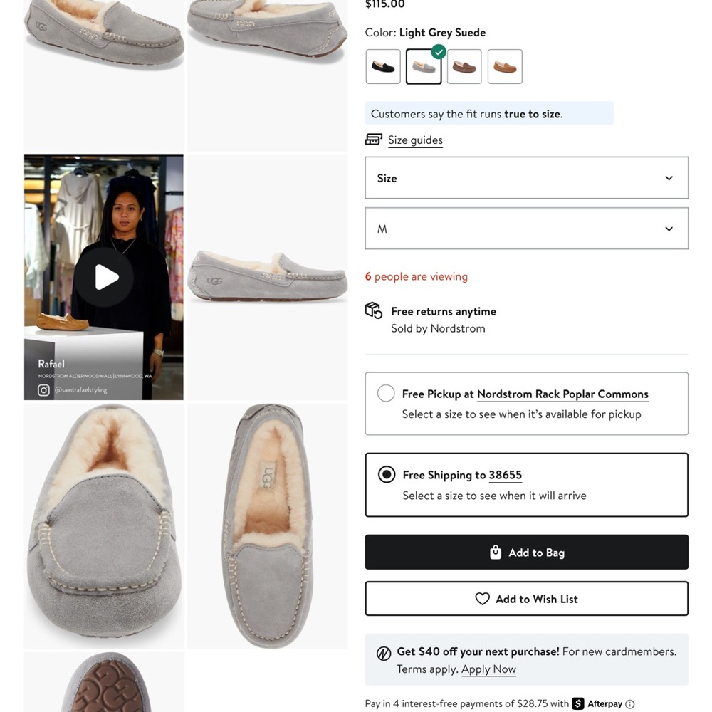 UGG Women’s Light Grey Suede Slippers